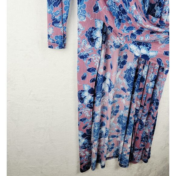 Bohemian 2XL Long Cardigan Duster Sheer Pink Blue Floral Romantic Fairycore - Picture 5 of 11